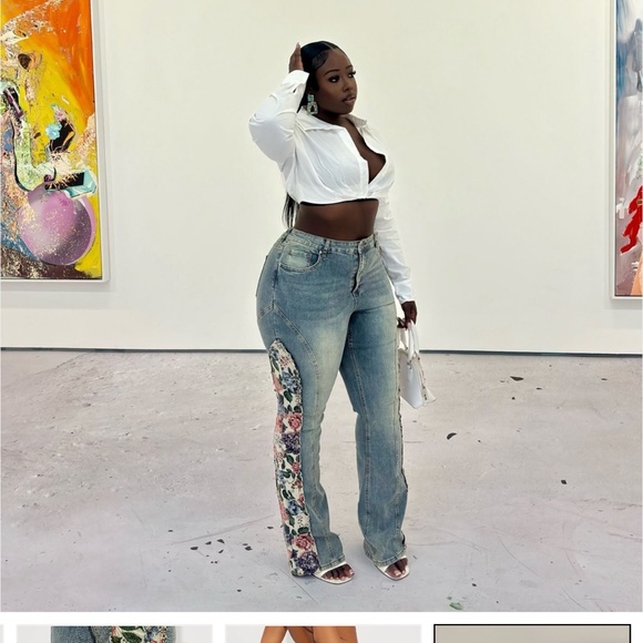 Amari Floral Stretch Bootcut Jeans - Picture 6 of 6